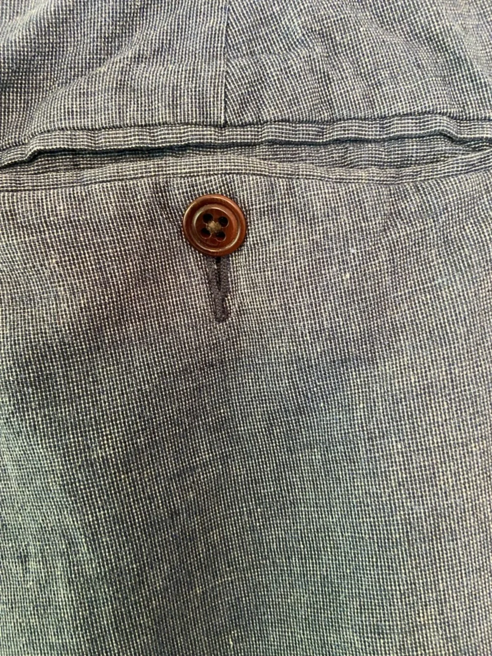 J. Crew Bowery Slim Men's Flat Front Blue Chinos Linen/Cotton Blend 34x31